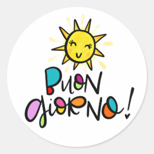 Buono Giorno, handgetekend Ronde Sticker