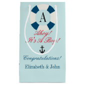 Buoy met monogram, Nautical New Baby Boy Klein Cadeauzakje (Voorkant)