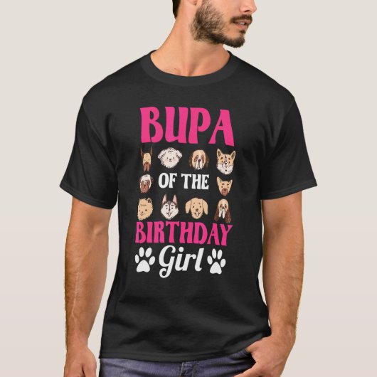 Bupa van de verjaardag meisje hond poot dag feest  t-shirt (Voorkant)
