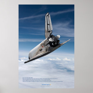 Buran-ruimtevliegtuig daalt door wolken poster