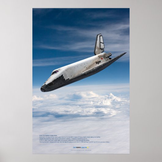 Buran-ruimtevliegtuig dat door wolken daalt poster (Voorkant)