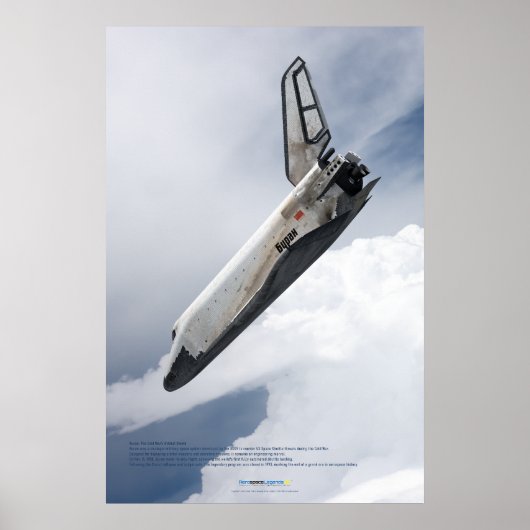 Buran-ruimtevliegtuig dat door wolken daalt poster (Voorkant)