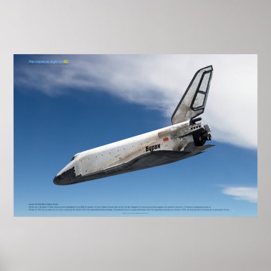 Buran Spaceplane Descending Through Clouds Poster (Voorkant)