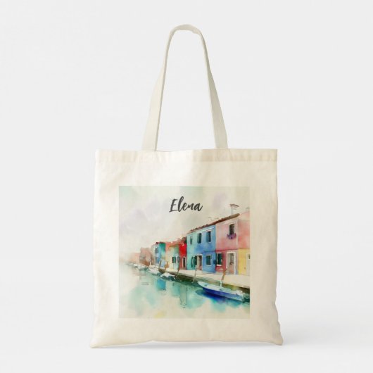 Buraneiland in de buurt van Venetië uitzicht in wa Tote Bag (Achterkant)