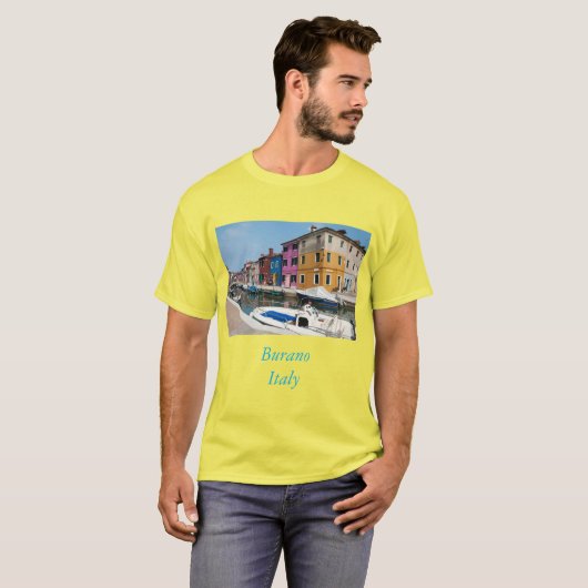 Burangekleurde huizen t-shirt (Voorkant volledig)
