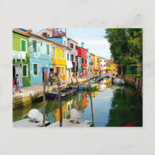 Burano-eiland nabij Venetië, regenbooghuizen in It Briefkaart