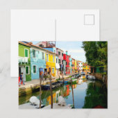 Burano-eiland nabij Venetië, regenbooghuizen in It Briefkaart (Voorkant / Achterkant)