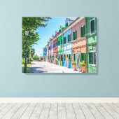 Burano huizen uitzicht canvas print (Insitu (Houten vloer))