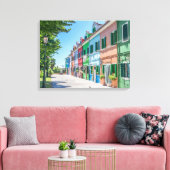 Burano huizen uitzicht canvas print (Insitu (Woonkamer))