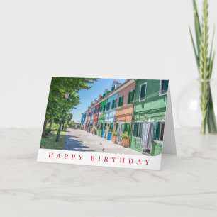 Burano huizen zicht verjaardagskaart kaart