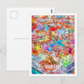 Burano Italië Beroemde Reisplaats Waterverf Briefkaart (Voorkant / Achterkant)