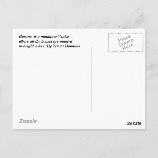 Burano, Italië - Briefkaart (Achterkant)