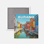 Burano Italië Briefkaart Magneet (Voorkant / Achterkant)