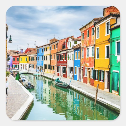Burano, Italië Vierkante Sticker (Voorkant)