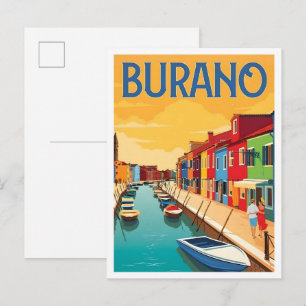 Burano Italië Vintage Kunst Reizen Briefkaart