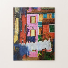 Burano Italy Colorful Homes and Clothesline Legpuzzel