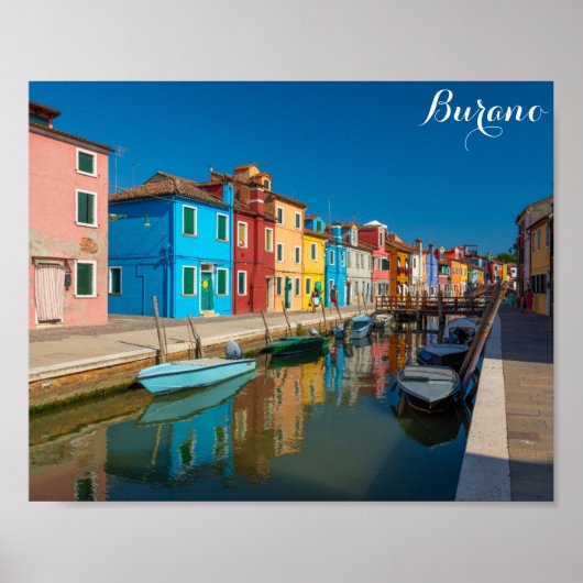 Burano Italy Colorful Houses on Canal Poster (Voorkant)