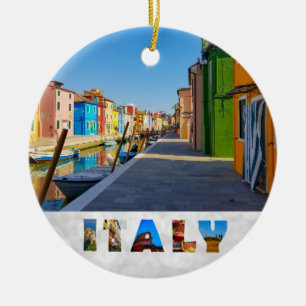 Burano Italy Colorful Italiaanse Houders op het Ka Keramisch Ornament