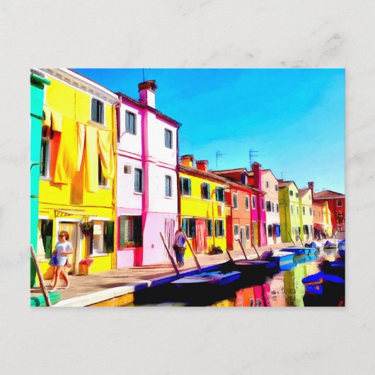Burano, schilderij van de waterverf van Venetië Briefkaart (Voorkant)