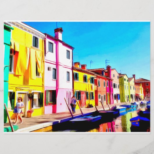 Burano, schilderij van de waterverf van Venetië Flyer (Voorkant)