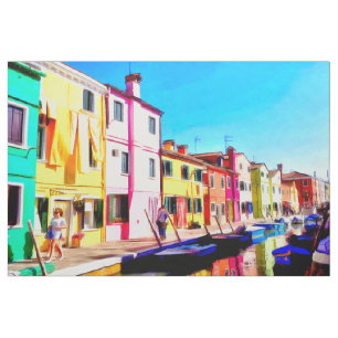 Burano, schilderij van de waterverf van Venetië Stof