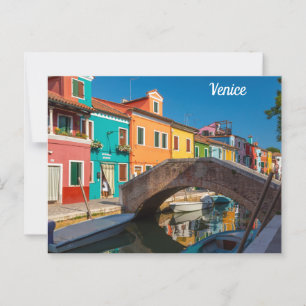Burano Street Scene Venice Italië Briefkaart