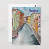 Burano Venice Helderkleurige huizen Briefkaart (Voorkant / Achterkant)