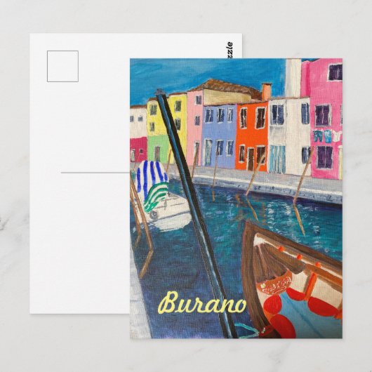 Burano Venice Italië briefkaart (Voorkant / Achterkant)