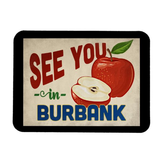 Burbank California Apple - Vintage Travel Magneet (Horizontaal)