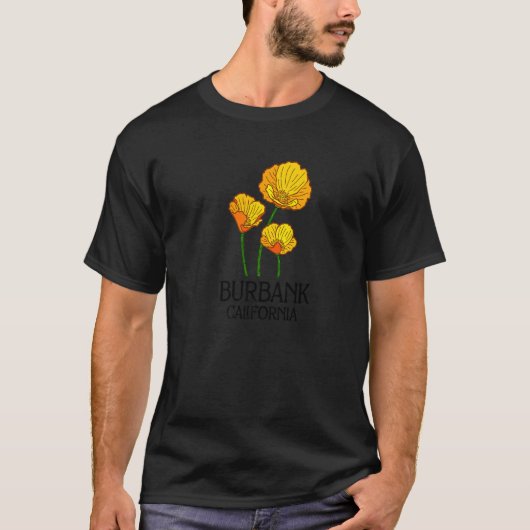 Burbank California CA Poppy Flower State City Vint T-shirt (Voorkant)