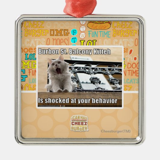 Burbon St. Balcony Kitteh Metalen Ornament (Voorkant)