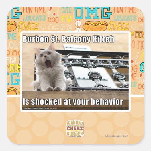 Burbon St. Balkon Kitten Vierkante Sticker (Voorkant)