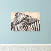 Burchells zebra's nekgevecht canvas afdruk (Insitu (Houten vloer))