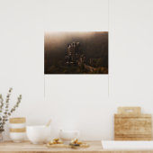Burcht Eltz in de ochtendnevel Poster (Keuken)
