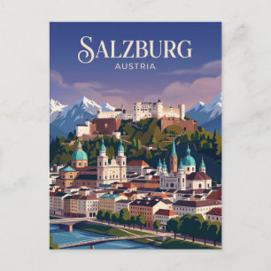 Burcht Hohensalzburg en het uitzicht op Oostenrijk Briefkaart