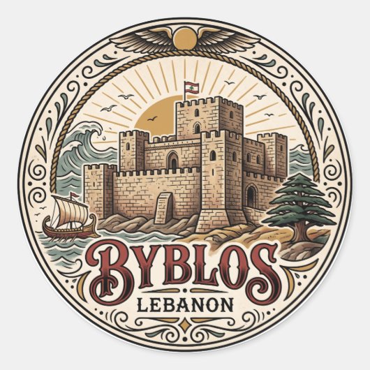 Burcht van Byblos Libanon Ronde Sticker (Voorkant)