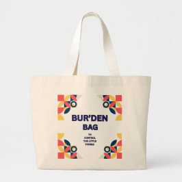 BUR'DEN BAG, NAVY GEOMETRIC CANVAS TOTE BAG