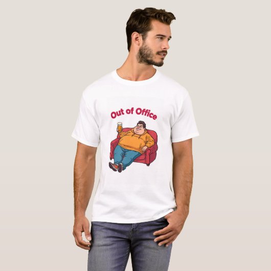 Bureau grappige luie man T-shirt (Voorkant volledig)