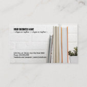 bureau met gestapelde boeken visitekaartje (Achterkant)