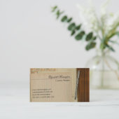  bureau met papierkaartjes vulpen pen visitekaartje (Staand voorkant)