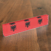 Bureau naambord met vlag van Albanië (Zijkant)
