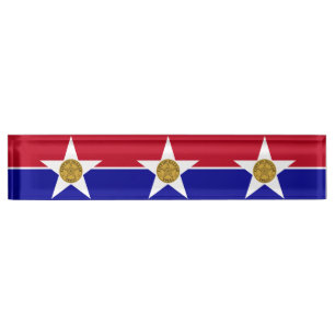 Bureau naambord met vlag van Dallas, Verenigde Sta