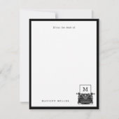 Bureau van gepersonaliseerde Typewriter Monogram Notitiekaartje (Voorkant)