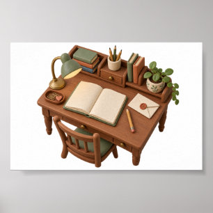 Bureau van Kleine Vreugden Schrijfhok 6x4 Kunstpri Poster