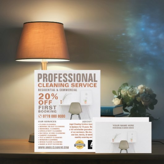 Bureaublad, Advertentie voor schoonmaakdienst Flyer
