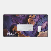 Bureaublad, Burl Wood en Paarse hars, Bureaumat (Keyboard & Muis)