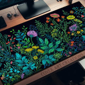 Bureaublad, kleurrijke Wildflower op donkere achte Bureaumat