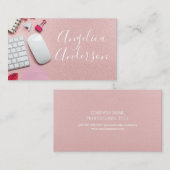 Bureaublad | Roze lederen belettering in reliëf Visitekaartje (Voorkant / Achterkant)