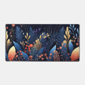 Bureaublad, Wildbloemen en takjes in blauw, Bureaumat (Voorkant)