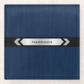 Bureaubladaccessoire Blue Silver Executive Office Glazen Onderzetter (Voorkant)